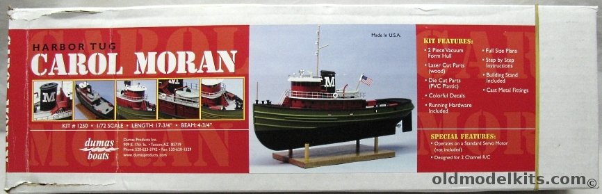 Dumas 1/72 Carol Moran Harbor Tugboat - For R/C Operation, 1250 plastic model kit